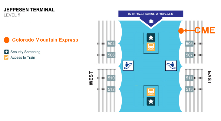 Epic Mountain Express Counter at Denver Airport